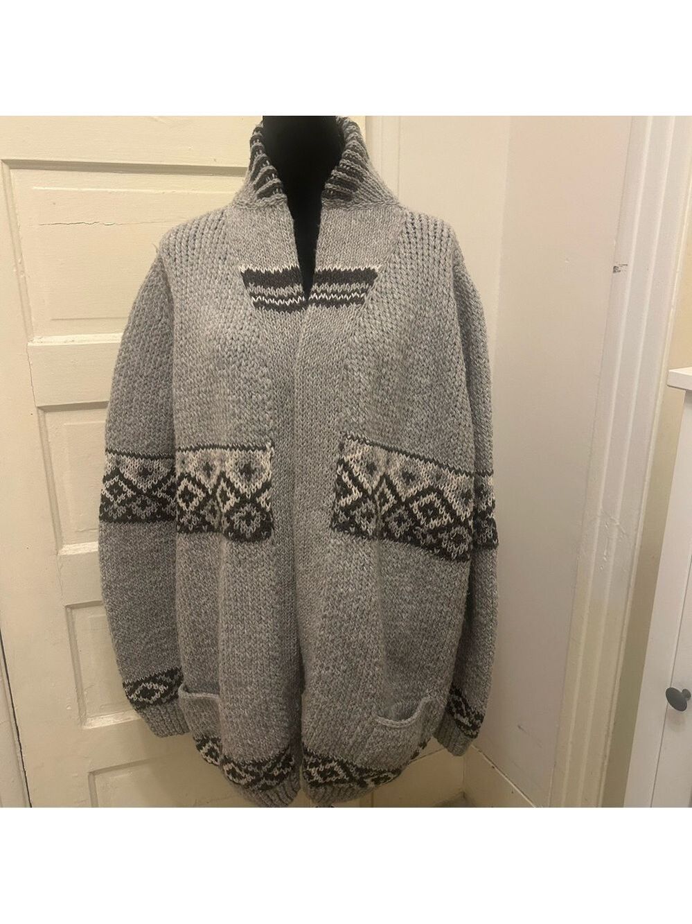 Camp Kitschy Knits Nordic Winter Cozy Cardigan Sweater Handknit Nirvana Grandpa
